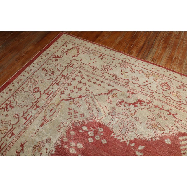 Textile Antique Large Red Oushak Square Rug, 12'4'' X 14'1'' For Sale - Image 7 of 12