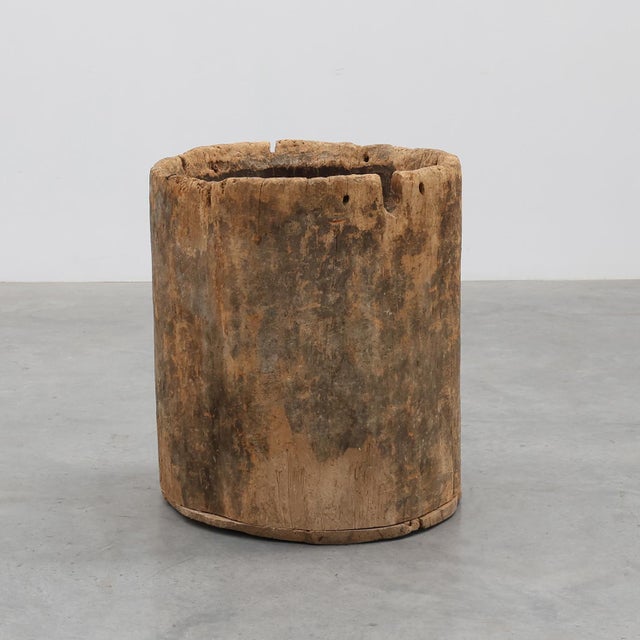 19th Century French Primitive Hollowed Oak Tree Trunk Planter For Sale - Image 11 of 11