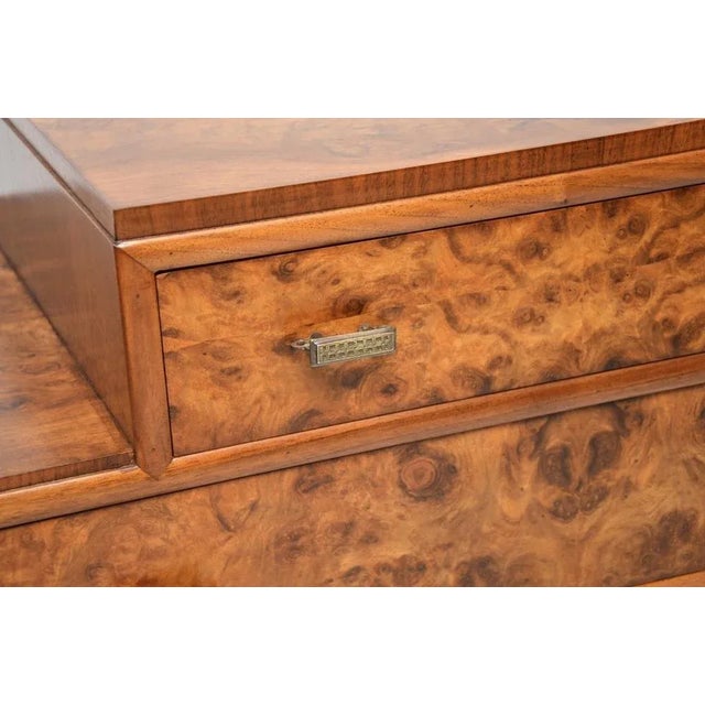 Brown Art Deco Burr Walnut Chest of Drawers, 1930 For Sale - Image 8 of 11