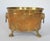 Metal Vintage Oval Brass Cachepot W/ Lion Head Handles, Paw Feet and Etched Asian Motif For Sale - Image 7 of 18