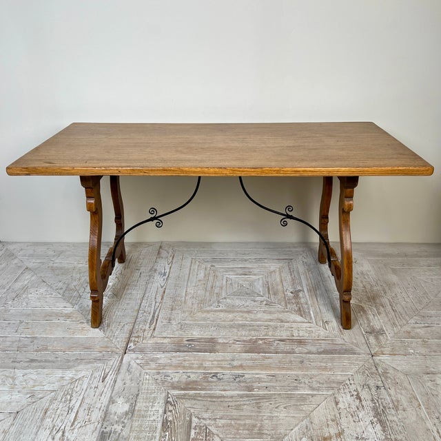 Antique Spanish Oak and Wrought Iron Table, 1890s For Sale - Image 9 of 11