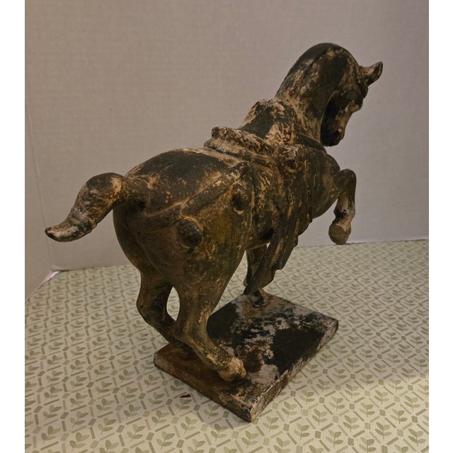 Antique Ming Heavy Iron War Horse with aged patina finish. Very heavy, unique sculpture. 10 inches Tall 12 inches Wide 4...