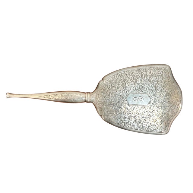 Birks Sterling Silver Vanity Mirror & Hair Brush Set, Hand-Engraved, Canada For Sale - Image 9 of 13