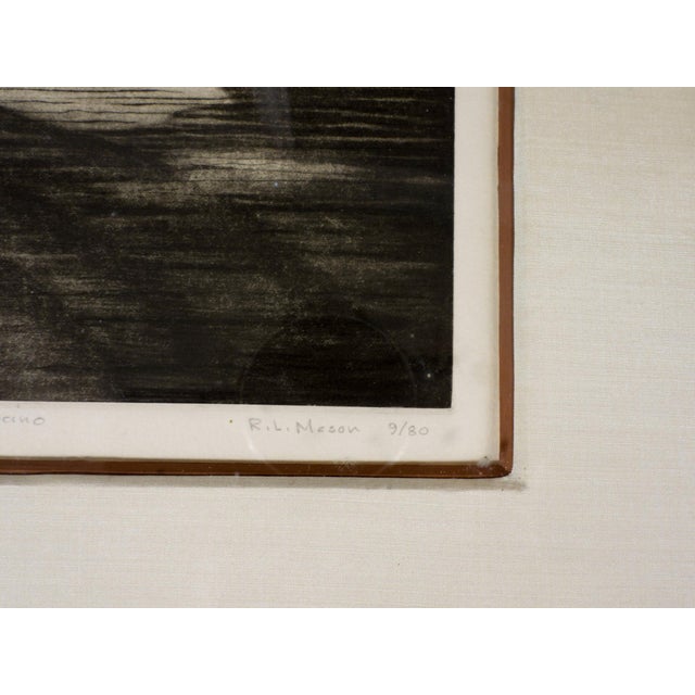 Rustic Late 20th Century Robert Mason California Coast Etching Mendocino For Sale - Image 3 of 4