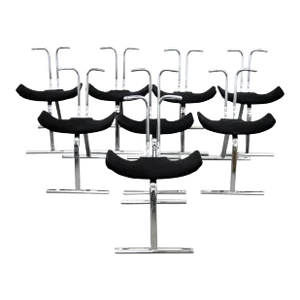 Mid 20th Century Stendig Mid Century Modern Sculptural Chrome Stacking Side Chairs - Set of 8
