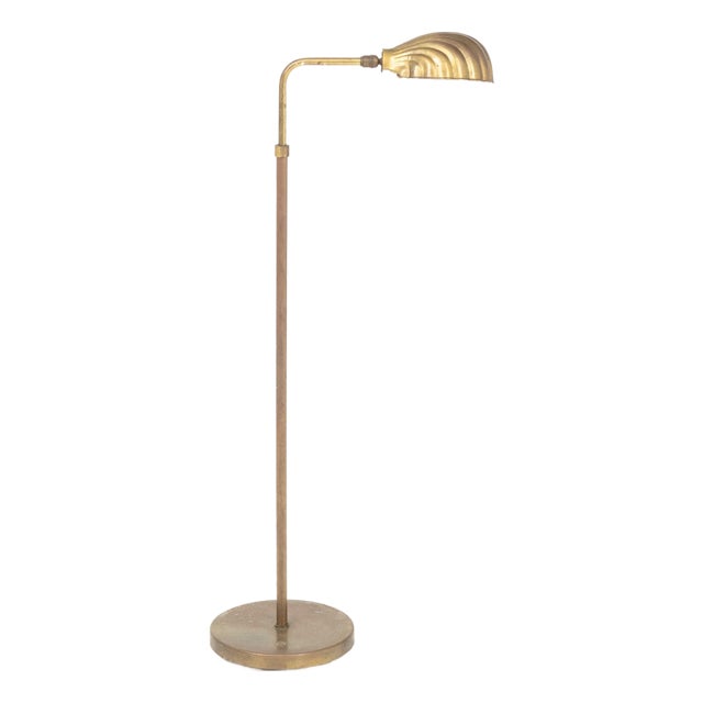 Mid-Century Modern Brass Shell Motif Floor Lamp For Sale