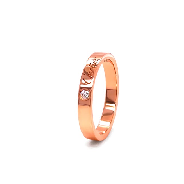 Contemporary Cartier 18ct Rose Gold C De Cartier Diamond Wedding Band Ring 0.03ct 4g, Size 7.5 For Sale - Image 3 of 6