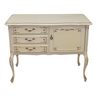 Chippendale White Gold Three Drawers Chest of Drawers, 1960s For Sale