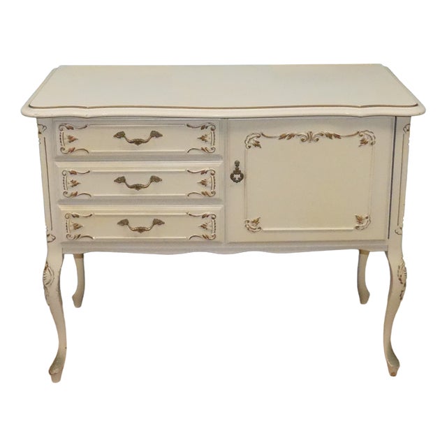 Chippendale White Gold Three Drawers Chest of Drawers, 1960s For Sale