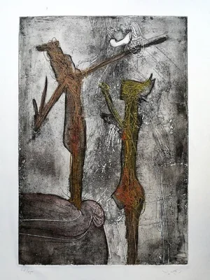 Personnages I - Original Lithograph by S. Matta - 1967 1967