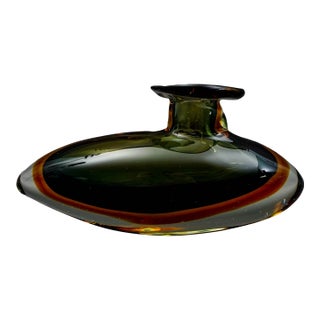 Mid 20th Century Flavio Poli for Seguso Vintage Murano Sommerso Submarine Art Glass Vase For Sale