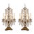 X-Large Pair of Antique French Louis XVI Style Crystal Cut & Gilt Metal Girandoles/Candelabras, Baccarat Style, Table Lamps For Sale