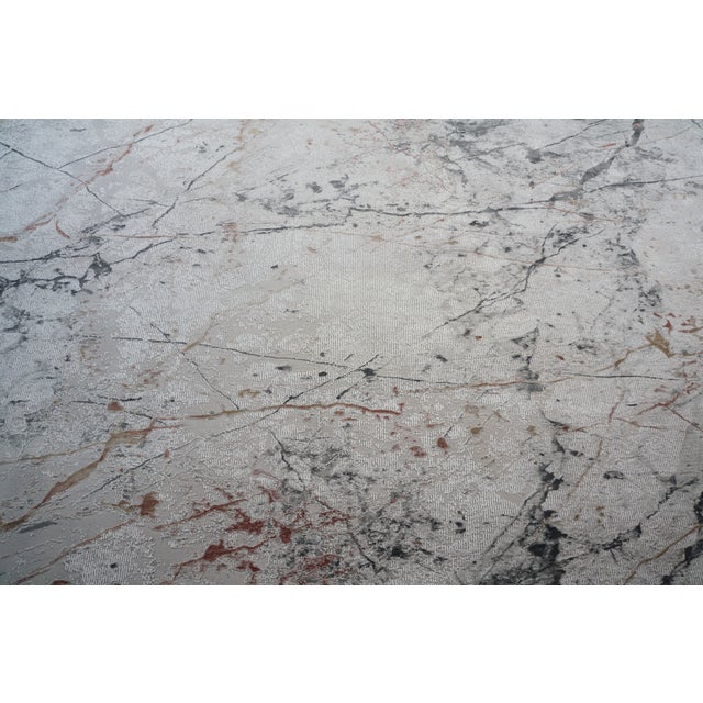 Ivory Haute Couture Calacatta Marble Elegance Power Loom Abstract Modern Rug 6' X 9' For Sale - Image 8 of 12