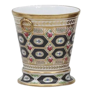 1805 Antique English Coalport Porcelain Vase Planter in the Church Gresley Pattern