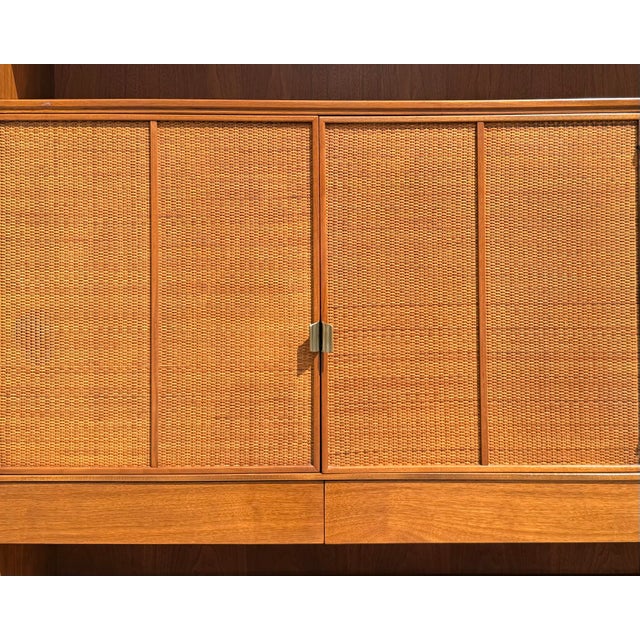 Mid-Century Modern Mid-Century Caldwell Teak Cabinet Hutch With Caned Cabinet Doors For Sale - Image 3 of 10