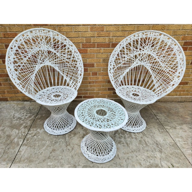 1950s 1950s Woodard Spun Fiberglass Peacock Chair Set - 3 Pieces For Sale - Image 5 of 9
