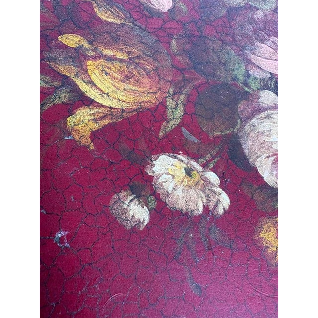 Red Red Iron Tray with Floral Motif, France, 1940 For Sale - Image 8 of 13