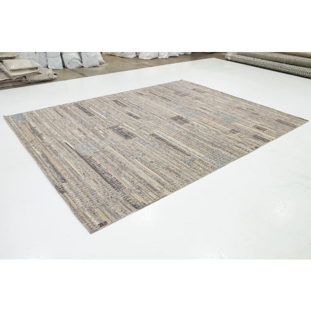 Modern Moroccan Style Beige Wool Rug Featuring a Geometric Design by Apadana For Sale - Image 4 of 10