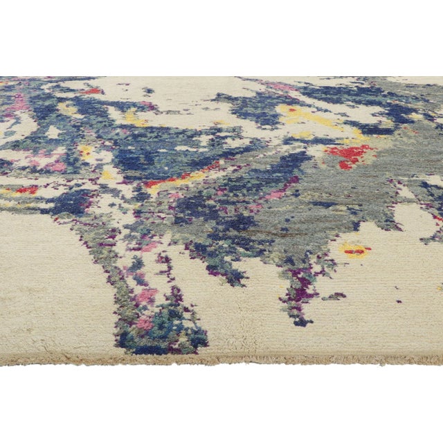 Jackson Pollock Vintage Modern Moroccan Ornithology Rug - 10'06 X 13'03 For Sale - Image 4 of 11