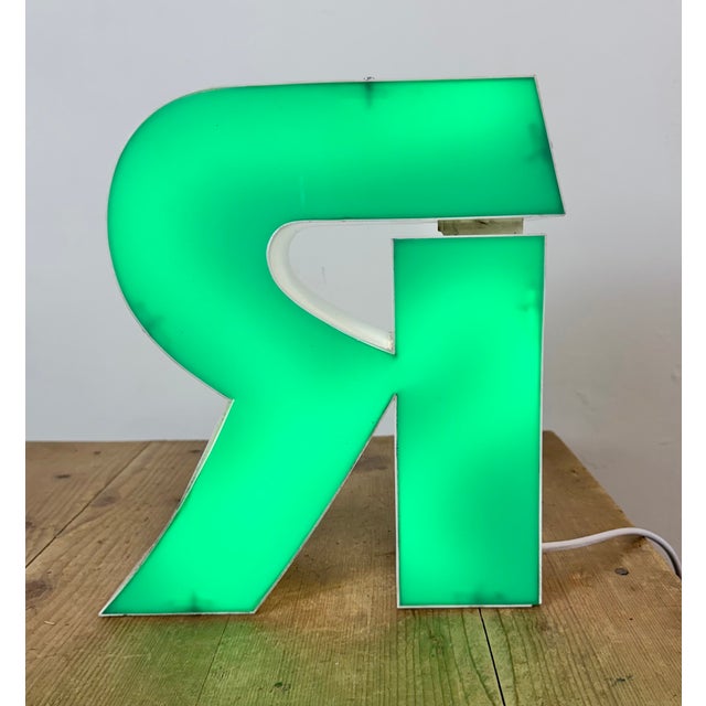 Vintage Green Illuminated Letter R, 1970s For Sale - Image 15 of 17