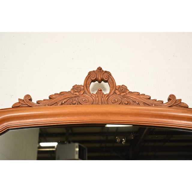 Romweber Romweber Style French Provincial Louis XV Carved Fruitwood Wall Mirror, 1950s For Sale - Image 4 of 10