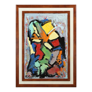 Rare Listed American Artist Monticolo Abstract Oil Painting