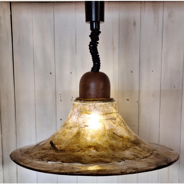 Brown Vintage Height-Adjustable Pendant Lamp from Hustadt-Leuchten, 1980s For Sale - Image 8 of 8