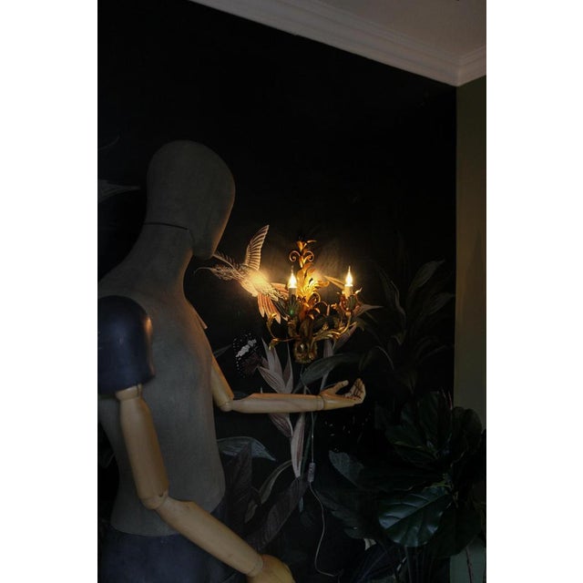 Gold Hollywood Regency Gilt Metal Two-Light Sconce, 1970s For Sale - Image 8 of 18