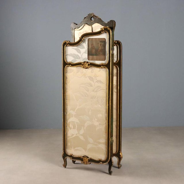 Baroque Screen in Gilt and Lacquered Wood For Sale - Image 9 of 11