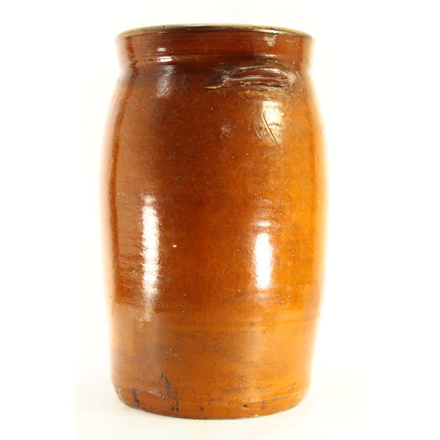 Brown 19th C. Southern Pottery Crock Butter Churn, Alkaline Glaze, Alabama For Sale - Image 8 of 18