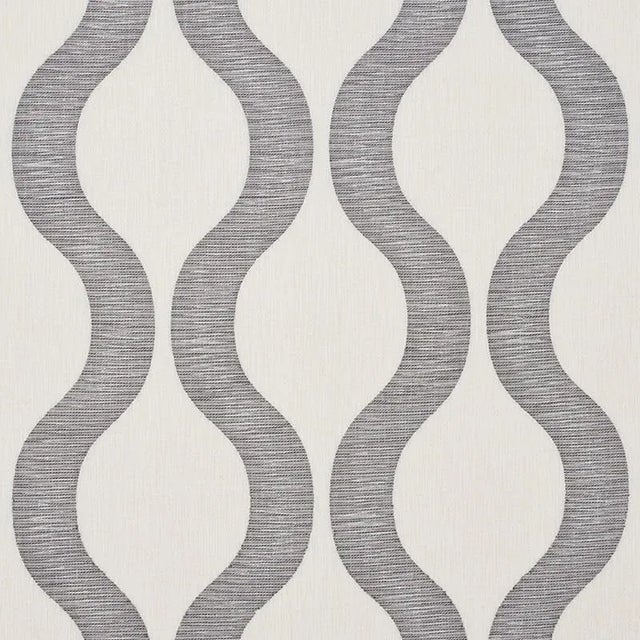 Sample - Schumacher Ondata Fabric in Charcoal For Sale