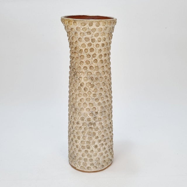 Vintage Ceramic Beige Vase, 1970s For Sale - Image 4 of 13