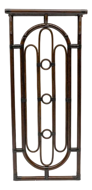 Rattan and Leather Wall Coat Rack, 1960s
