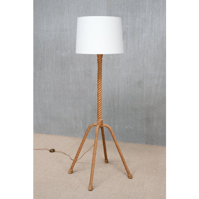 4-Legged Floor Lamp in Braided Rope by Adrien Audoux & Frida Minet, France, 1950s For Sale - Image 11 of 11