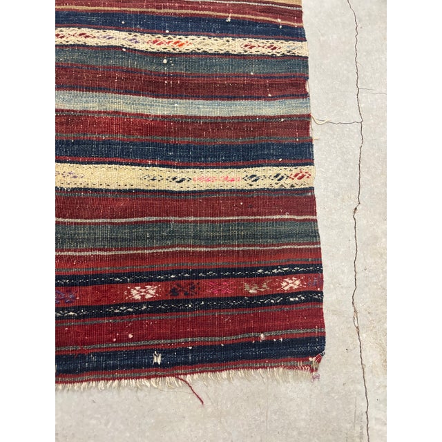 Vintage Multi-Stripes Flat Woven Kilim For Sale - Image 4 of 5