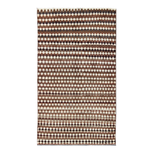Mid-Century Modern Rug With All-Over Checkerboard Pattern in Multi Brown Tones 5'5"x9'4"