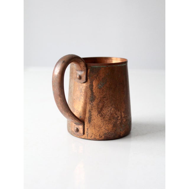 Metal Vintage Copper Mug With Riveted Handle For Sale - Image 7 of 10