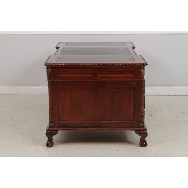 Chippendale Style Ball & Claw Mahogany Partners Desk For Sale - Image 15 of 17
