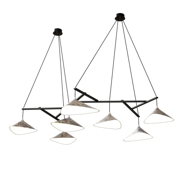 Metal Emily Group of Seven Handmade Hanging Lamp with Oxidized Steel Shade from Moss Objects For Sale - Image 7 of 7