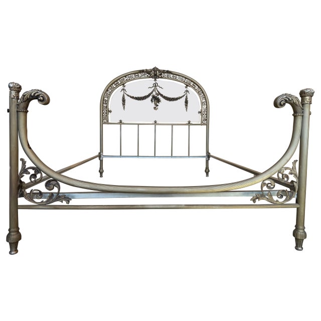 Metal 19th Century Double Bedroom French Belle Époque Bronze Iron Brass and Glass For Sale - Image 7 of 18
