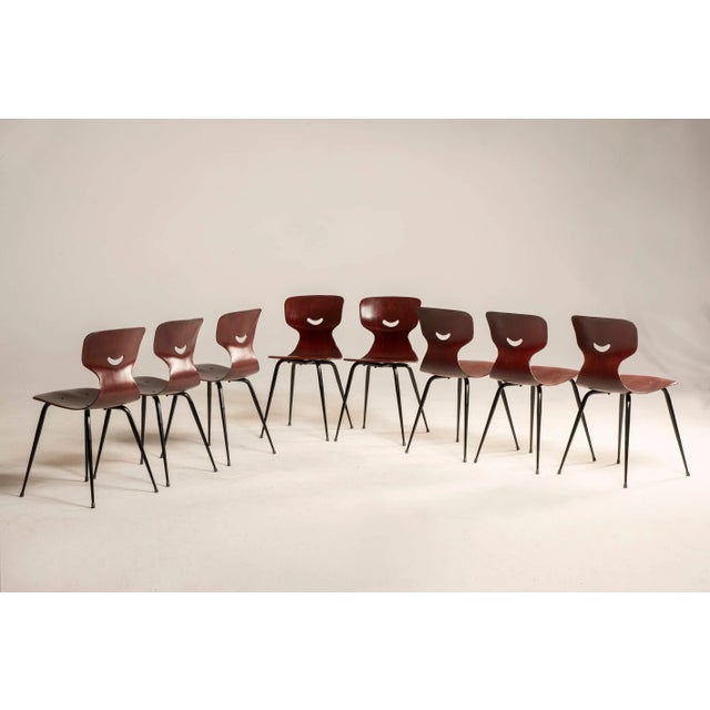 Danish Dark Plywood Shaped Chairs, 1960s, Set of 8 For Sale - Image 4 of 12