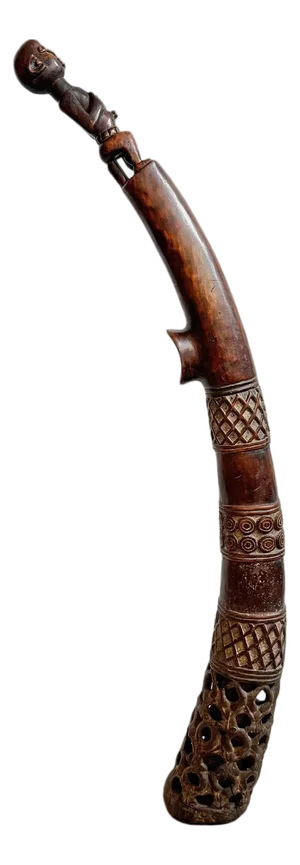 Antique Old Bamileke Large Wood Carved Horn