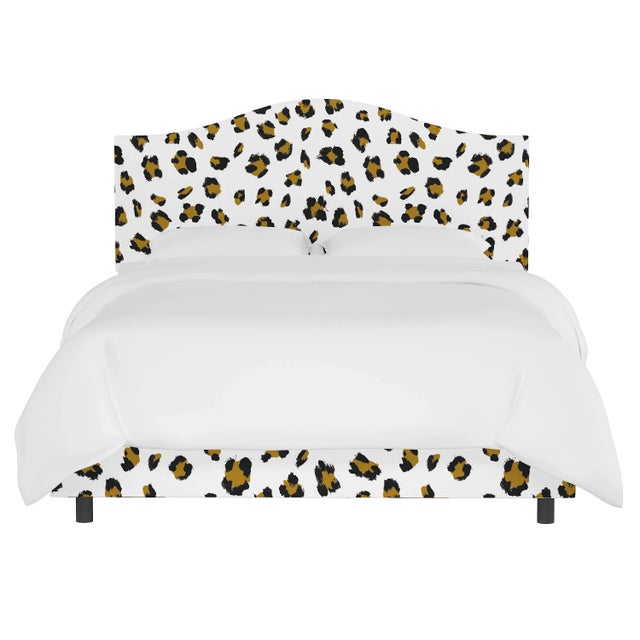 Transitional Kenmore Bed in Ochre Brush Cheetah, Full For Sale - Image 3 of 6