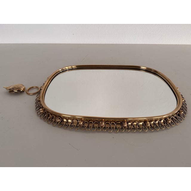 Vintage Wall Mirror with Loop Frame and Wall Hook in Brass by Josef Frank for Svenskt Tenn, 1960s For Sale - Image 15 of 16