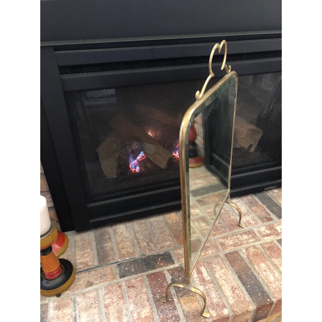 Mid 19th Century Mid 19th Century Victorian Beveled Edge Mirror and Brass Stand Fire Screen For Sale - Image 5 of 13