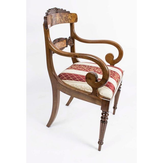 English Regency Style Burr Walnut Armchairs, Set of 2 For Sale - Image 10 of 13