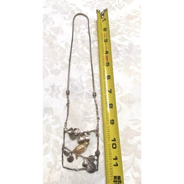 Silver 1980s Ann Krupp 14 K Bird Silver Branches Pendant Necklace For Sale - Image 8 of 8