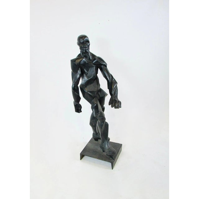 Black Mid 20th Century Meticulously Formed and Welded Brutalist Style Skater Sculpture For Sale - Image 8 of 12
