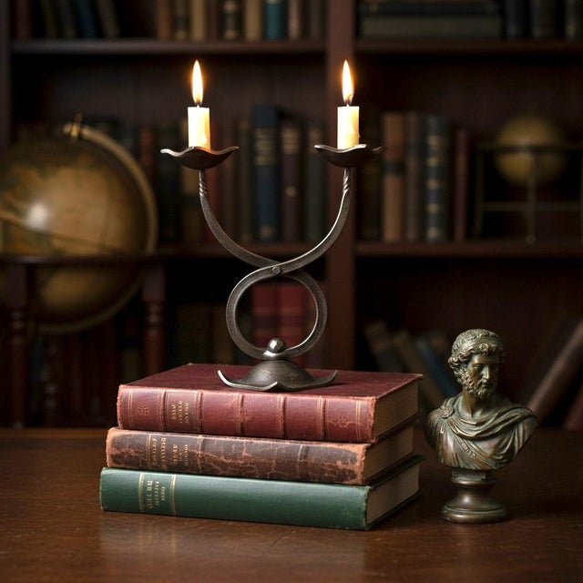 Hefaistos Prague Forged Iron Taurus Zodiac Candle Holder-Arts Crafts-Czech-Metal For Sale - Image 10 of 11