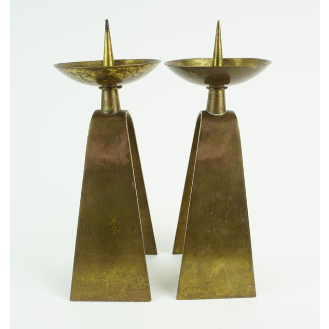 Mid-Century Modern Brass Candleholders, 1950s, Set of 2 For Sale - Image 6 of 10